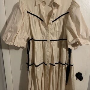 Elegant Cream Puff Sleeve Dress